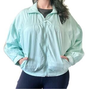 Vintage 80s ADIDAS Turquoise Windbreaker Track Jacket Size Medium